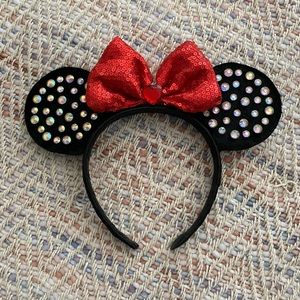 Mini Mouse Ears Sequin Bow Rhinestone Ears